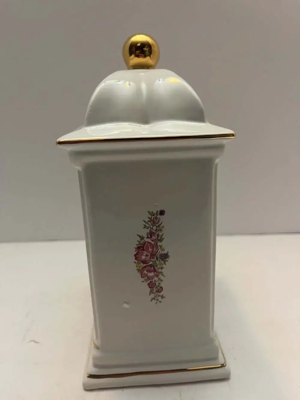 Paul Sebastian Fine Porcelain Quartz Mantel Clock with Floral Design Vintage HTF